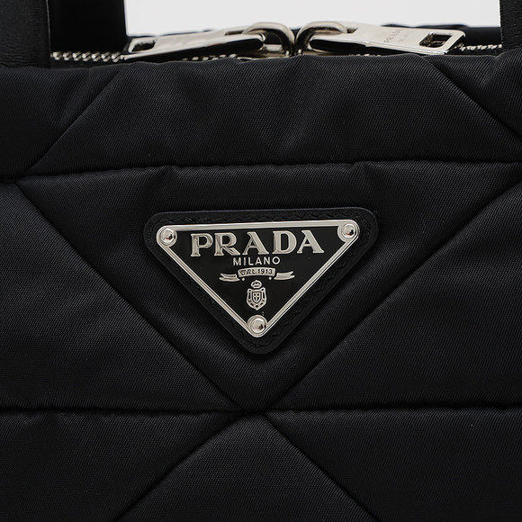 Prada Padded Re Nylon Tote Bag Nylon Leather Black - Picture 2 of 7